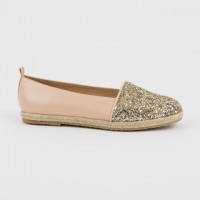 A-3032 Gold Glitter and Leather Espadrilles