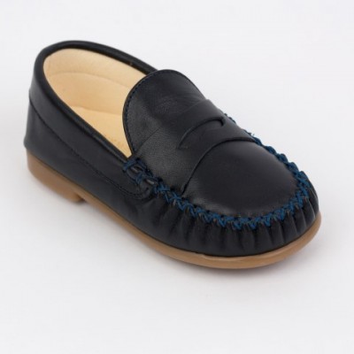 TI106 Navy Leather Loafer