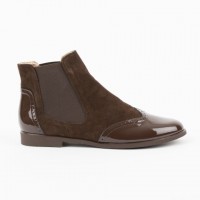 A-2644 Brown Suede and Patent Chelsea Boot