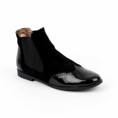 A-2644 Black Suede and Patent Chelsea Boot