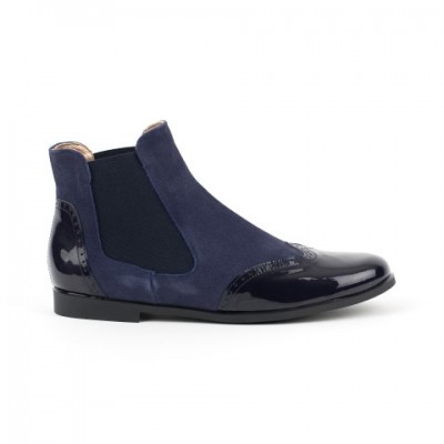 A-2644 Navy Suede and Patent Chelsea Boot